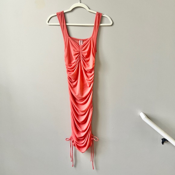 Anthropologie Dresses & Skirts - Anthropologie Dress Women's Small New NWT Coral Pink Mesh Fitted Festival Mini